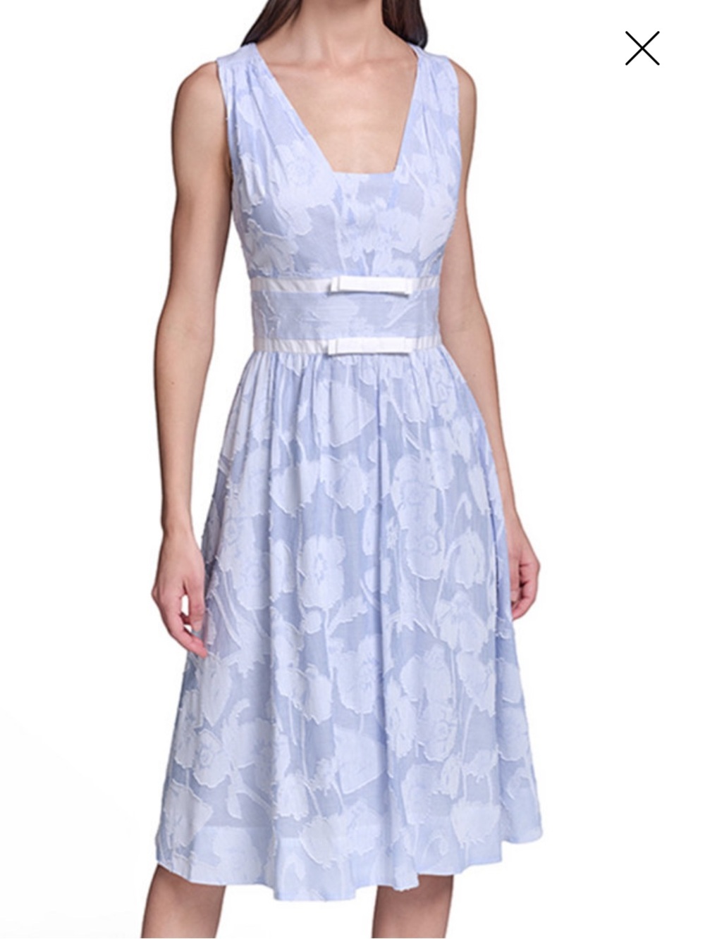 Karl Lagerfeld Light Blue Floral Jacquard Midi Skirt
